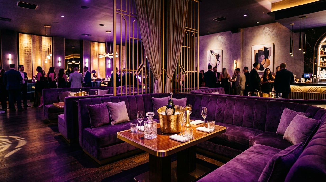 VIP booth and couch seating area with premium atmosphere