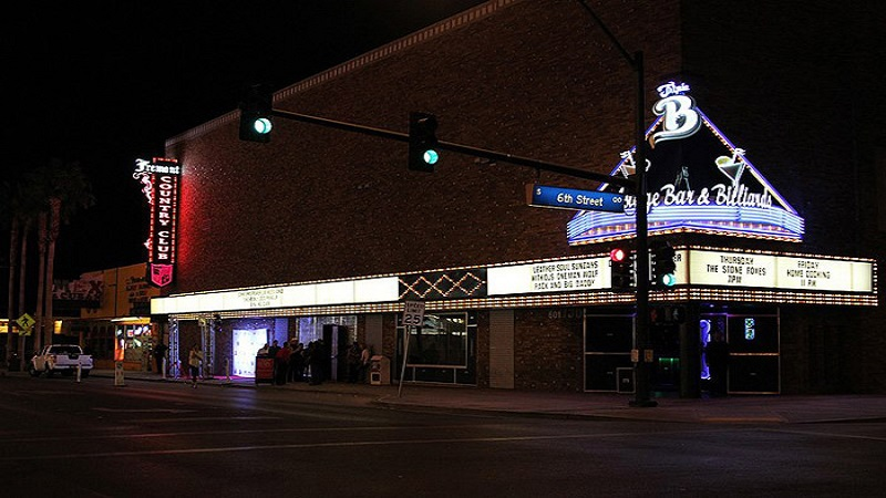 Fremont Country Club venue exterior at night in Downtown Las Vegas